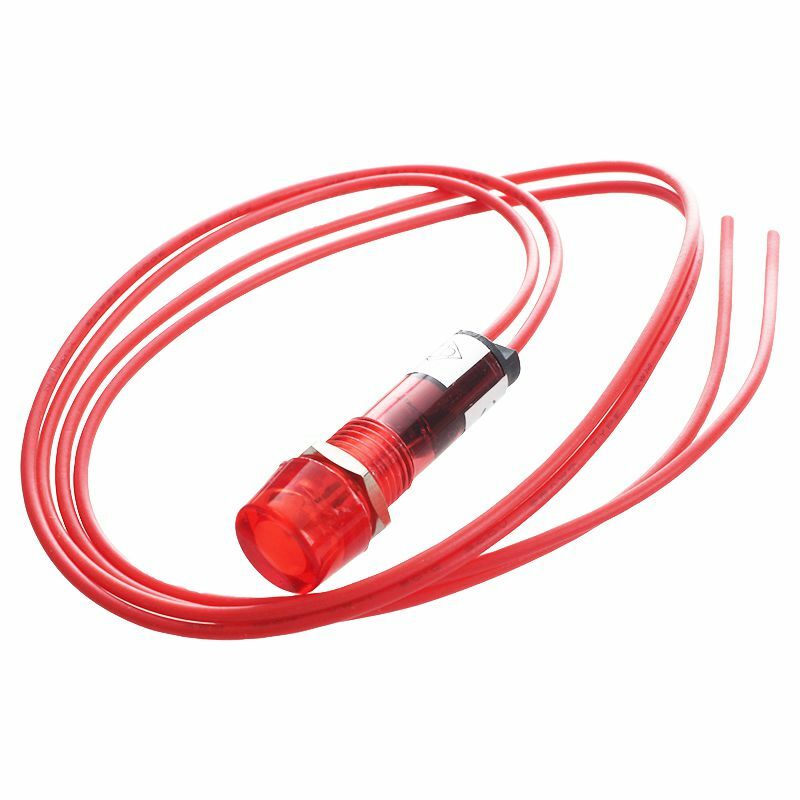 New Neon Indicator Pilot Signal Lamp Red Light AC 250V w2 Wires