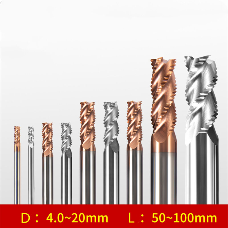 HRC60 3 flauta 4-Flauta corrugado duro de fresado para acero al aluminio con acero de aleación de tungsteno de desbaste Molino de extremo