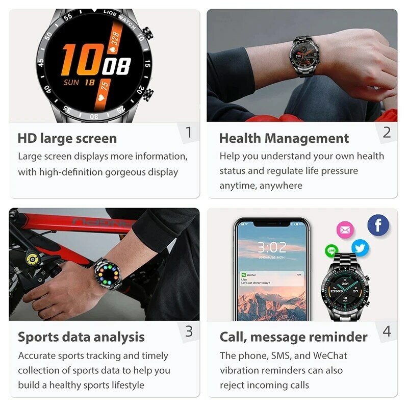 Lige 2020 novos homens smartwatch monitor de freqüência cardíaca sono à prova dwaterproof água esportes relógio inteligente bluetooth chamada relógio para android ios + caixa