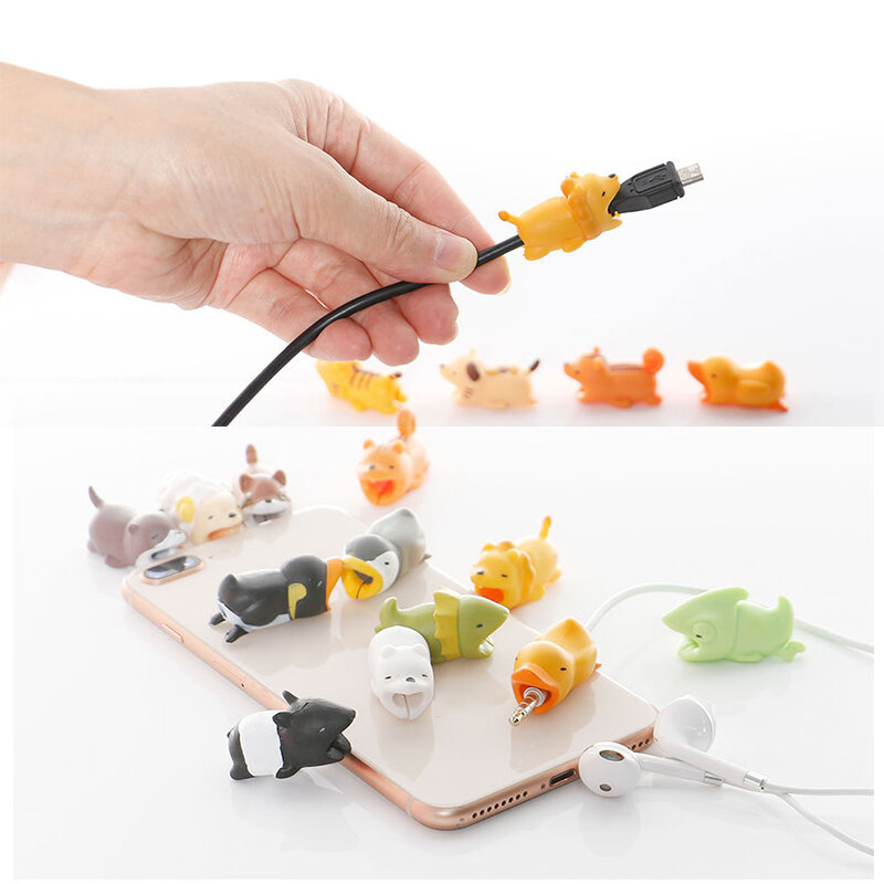 Cute Animal Usb Data Protector Mini Kabelhaspel Beten Anti-Break Voor Iphone Holder Charger Cable Cord Cover Goedkope verkoop