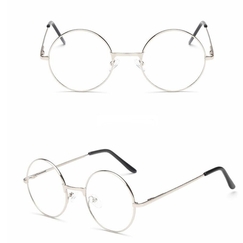 Gafas de lectura redondas para hombre y mujer, lentes de lectura con montura de Metal, estilo universitario, Retro, con personalidad, transparentes