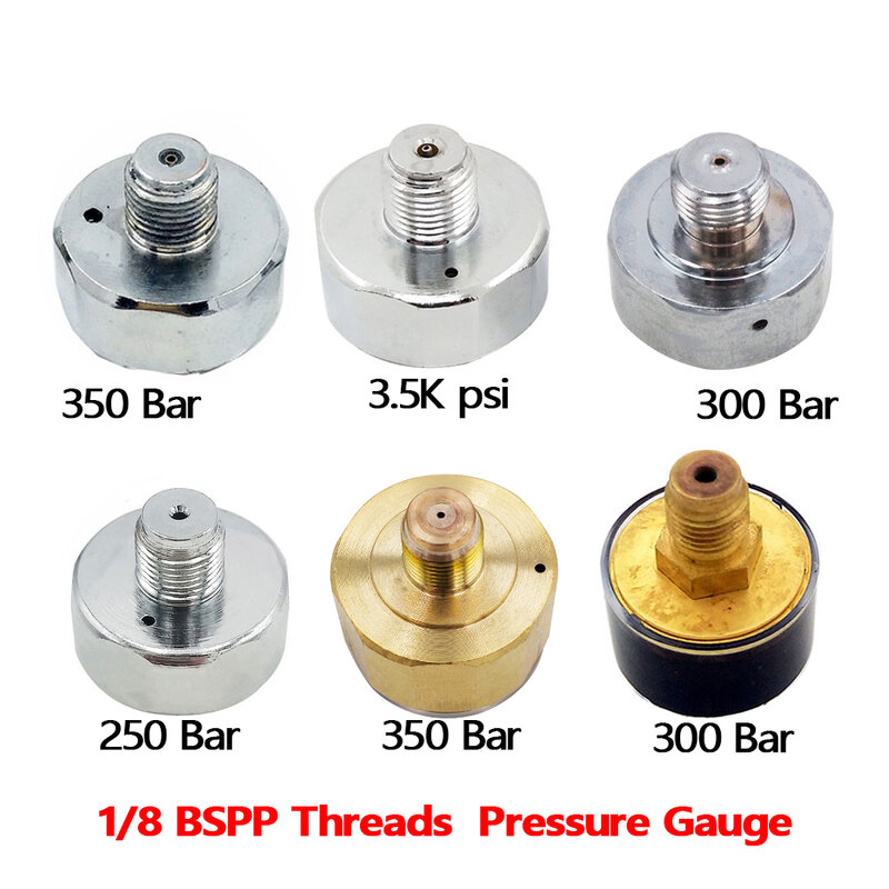 مقياس الضغط الجزئي الصغير لكرات الطلاء PCP مقياس الضغط الدقيق 3500psi ، 250 / 300 / 350 Bar 1/8BSPP G1/8 خيط