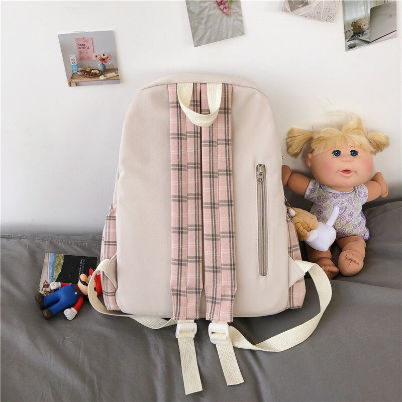 Водонепроницаемый нейлоновый женский рюкзак в стиле преппи, школьный ранец для девочек-подростков, клетчатые дорожные сумки для книг