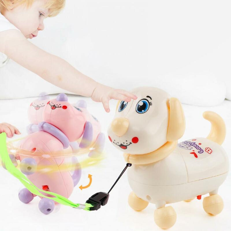 Piscando rotativa elétrica bonito brinquedo do cão dos desenhos animados com luz sadia presente das crianças