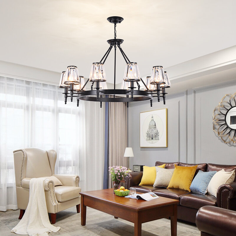 Lámpara de araña de cristal para sala de estar, iluminación postmoderna de lujo, nórdica, simple, para comedor y dormitorio