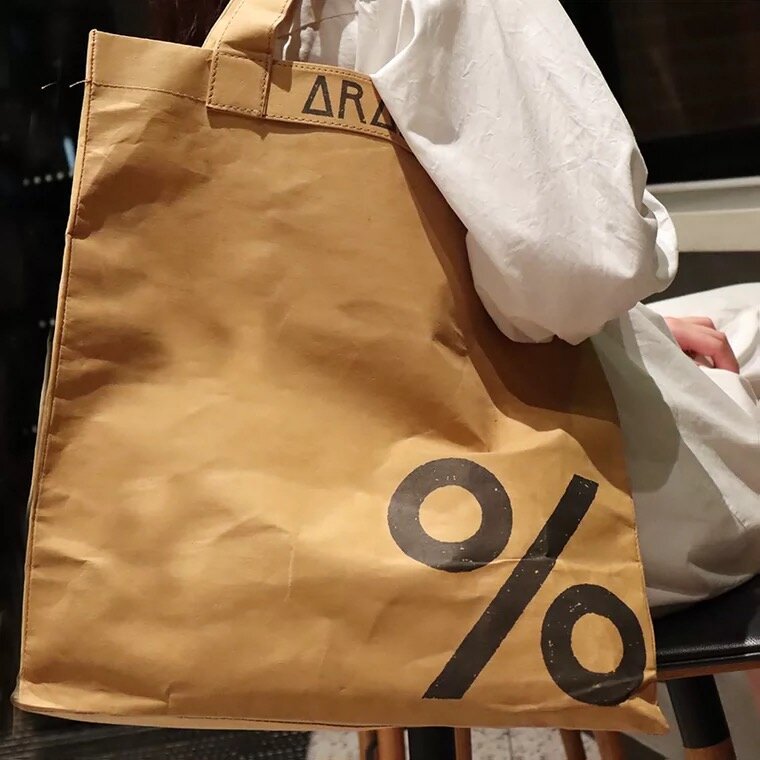 Холщовая Сумка-тоут ins стиль процент знака кофейный шоппинг Женская Большая вместительная сумка на плечо из воловьей кожи женская сумка