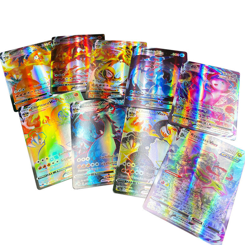 Novo pokemon cartões em espanhol tag equipe gx vmax treinador energia holográfica jogo de cartas castellano español crianças brinquedo