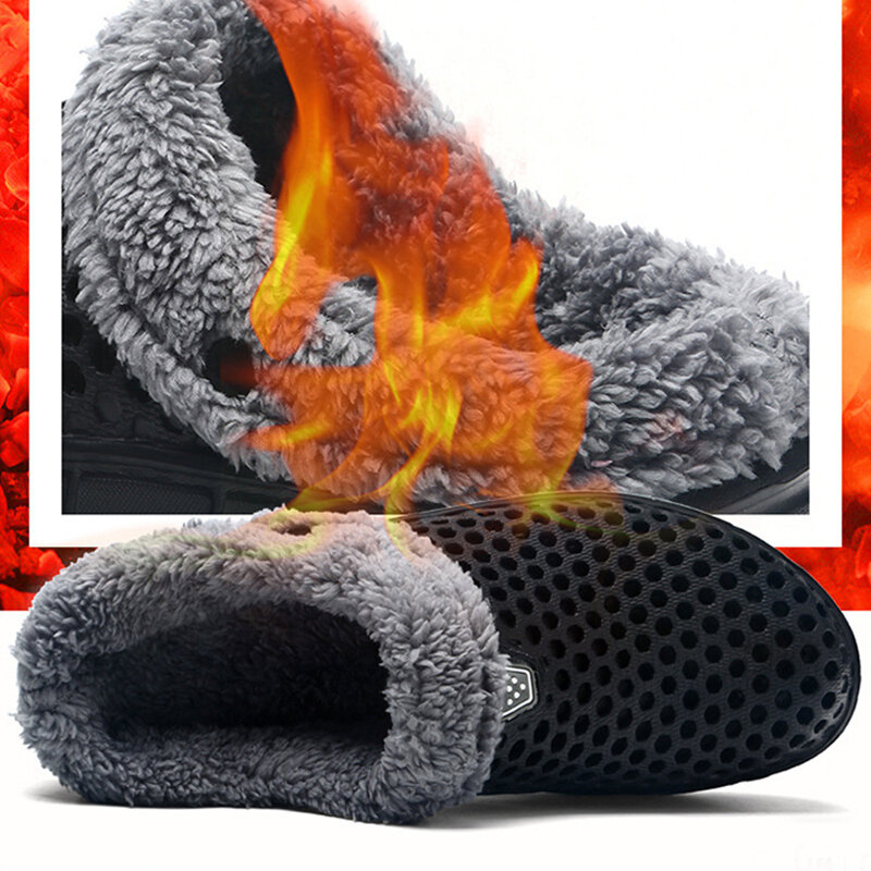 Zapatillas de invierno para hombre, zapatos de espuma viscoelástica, de ante, de felpa, forrado, sin cordones, para interior y exterior, Zapatillas de casa, talla grande 35-45