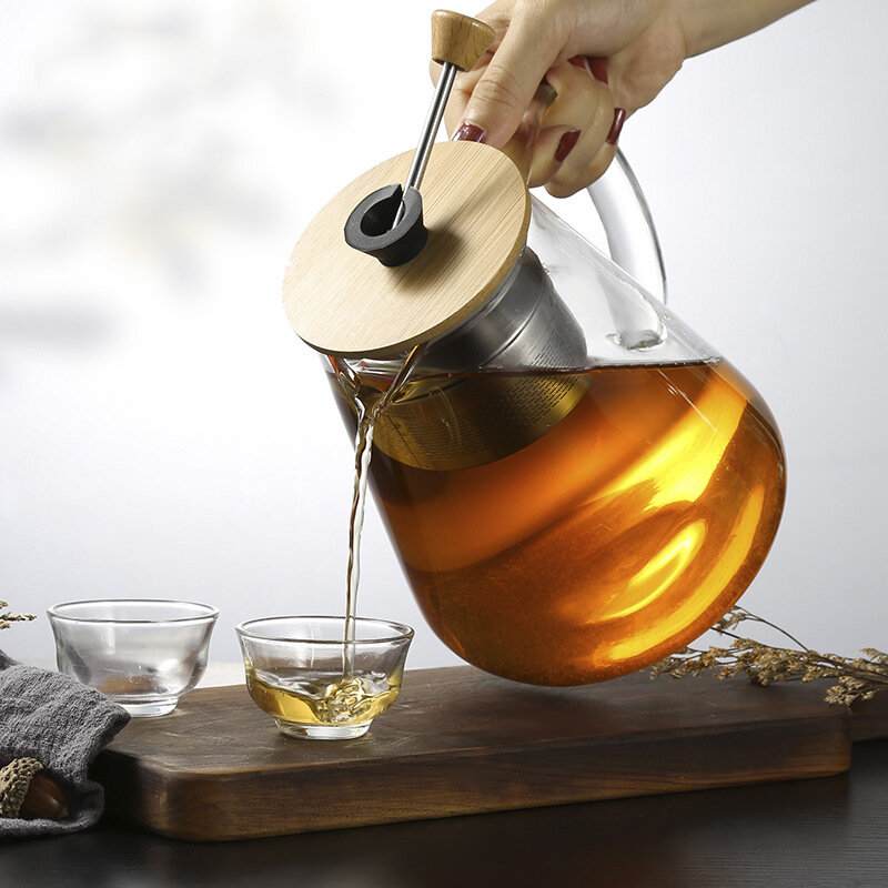 مساعد لتحليل الفولاذ إبريق الشاي واضح بوروسيليكا الزجاج مرشح شاي بالأعشاب المزهرة وعاء مقاومة للحرارة ساخنة حاوية الغليان غلاية أداة
