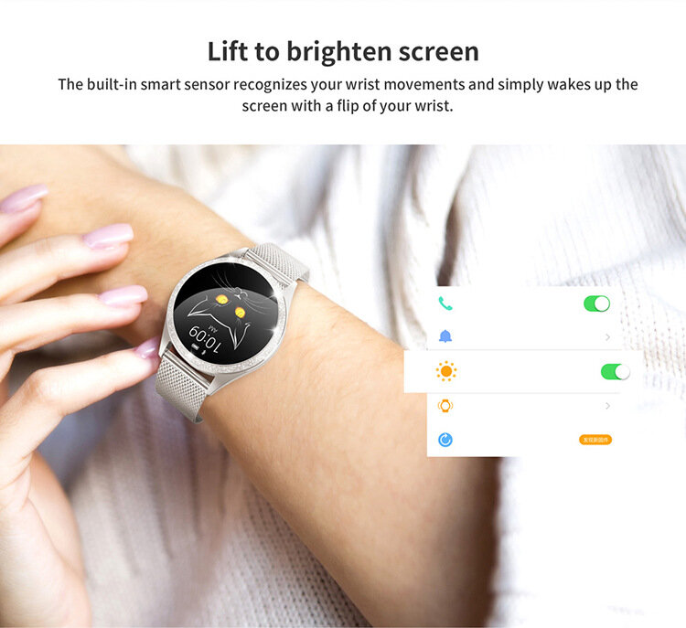 Smart watch kw20 para ios e android, relógio inteligente novo para mulheres, pulseira bracelete de medição de frequência cardíaca, monitoramento do sono, lembrete de chamadas