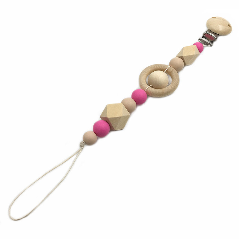 Porte-sucette en bois et silicone | clip de sucette, support de perle, accessoires pour bébé, pendentif