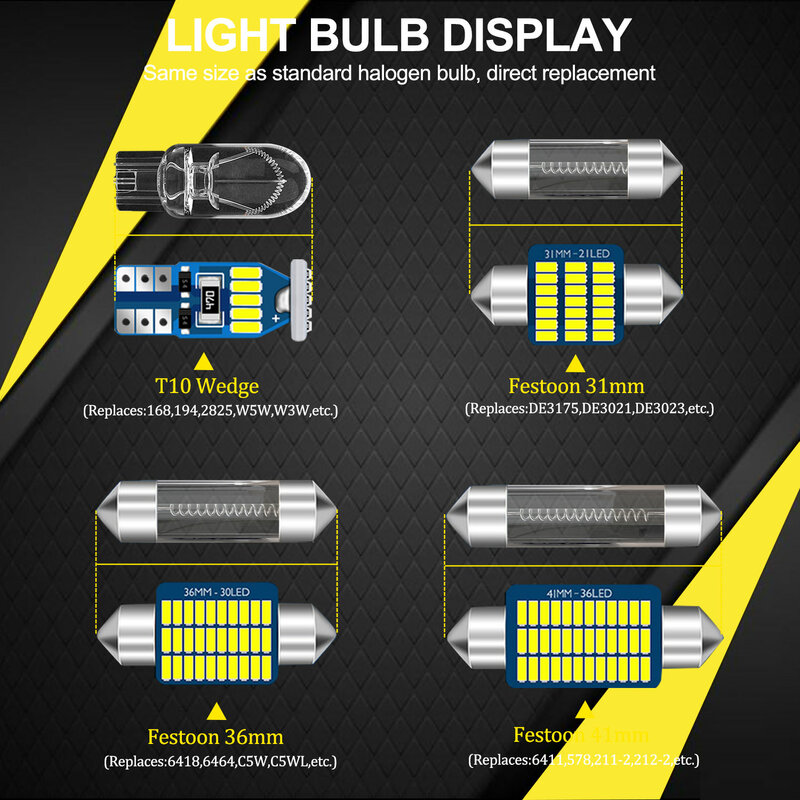 Luces LED Canbus para Peugeot 206, 207, 208, 301, 306, 307, 308, 406, 407, 408, 508, 607, 1007, RCZ Hatch Saloon SW CC, Kit de luz Interior LED
