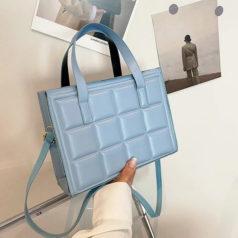 Сумка-мессенджер в западном стиле ретро, Новинка осени 2021, модная клетчатая сумка на плечо, текстурная женская маленькая квадратная сумка
