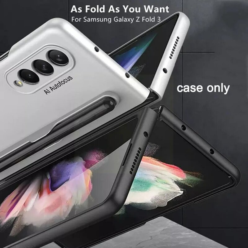 Z Fold 3 Case Ultra Thin With Pen Holder Matte Case For Samsung Galaxy Z Fold 3 Case Pen Slot Full Protection Back Cover C7S3