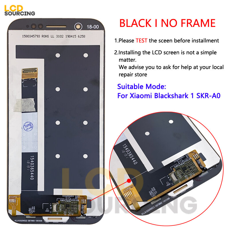 5.99" For Xiaomi Black Shark SKR-A0 LCD Display Touch Screen Panel Digitizer Assembly Replacement For Xiaomi BlackShark 1 Screen