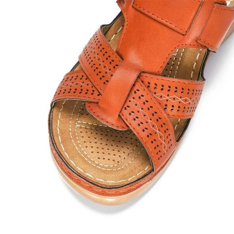 Verano de las mujeres punta abierta cómodo sandalias Premium Super suave ortopédicos tacones bajos caminando sandalias dedo Corrector fusión envío de la gota