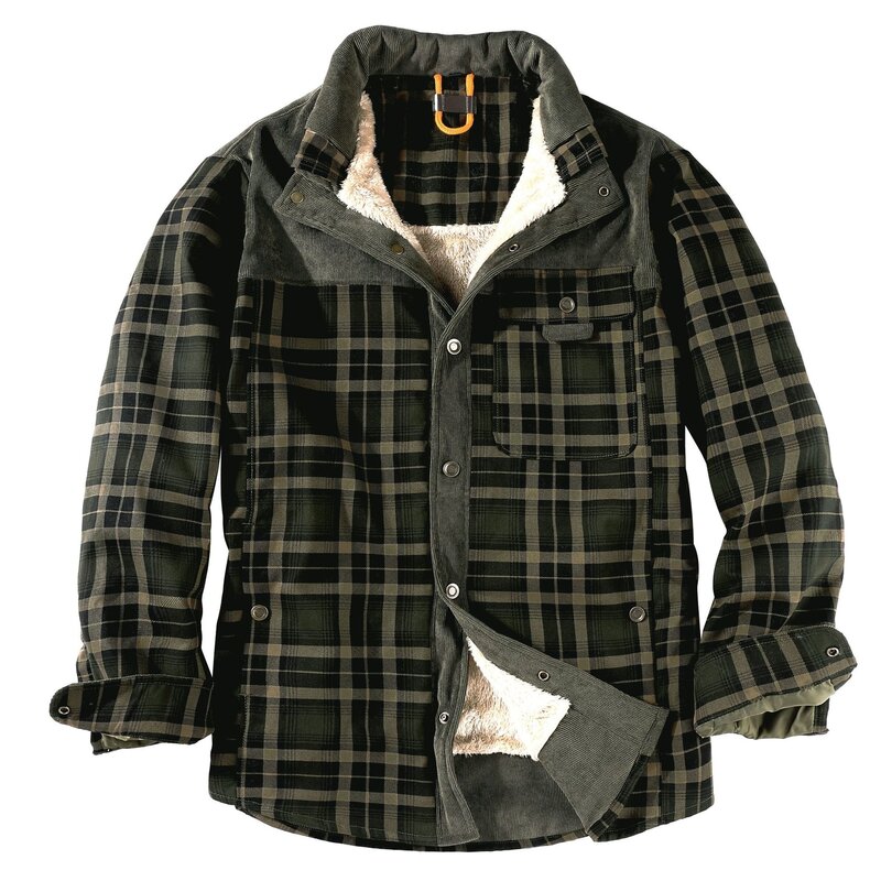 Inverno grosso casual xadrez camisa masculina forro de lã quente dos homens camisas blusão algodão manga comprida retalhos camisas masculina