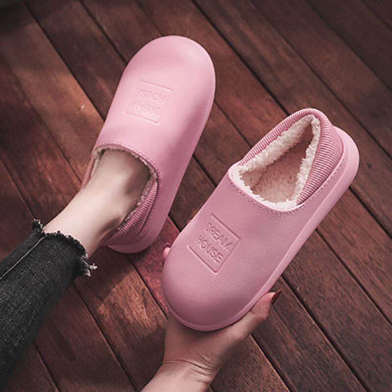 Winter Warm Cotton Slippers Women Thick Bottom Plus Velvet Anti-Slip Loafer Home Shoes Woman Waterproof Couple Slipper Shoe