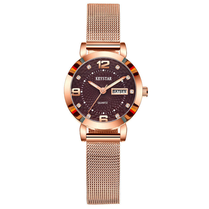 2021 Mode Strass Horloge Vrouwen Mode Luxe Merk Rvs Mesh Riem Armband Horloge Quartz Horloge Klok Reloj Ms
