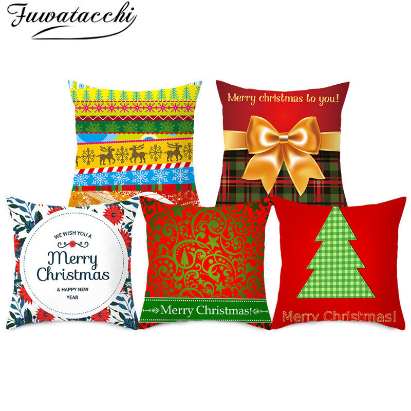 Fuwatacchi Cushion Cover Christmas Sock Pillow Covers Decorative for Home Sofa Polyester Throw Pillowcases 45*45cm Double