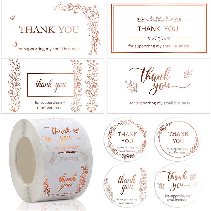 500 unids/rollo de pegatinas de agradecimiento, etiqueta de flores, tarjeta de embalaje de boda, sello de sobre, decoración DIY