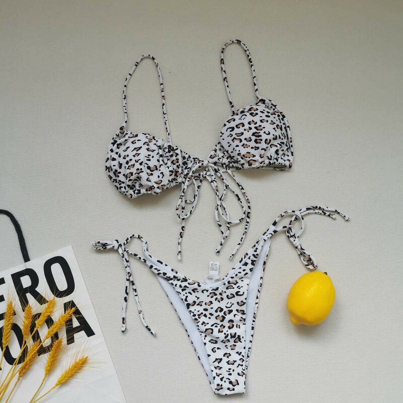 Microbikini con estampado Floral para mujer, conjunto de Bikini brasileño, trajes de baño para mujer, bañador separado con cordones, Microbikini 2022