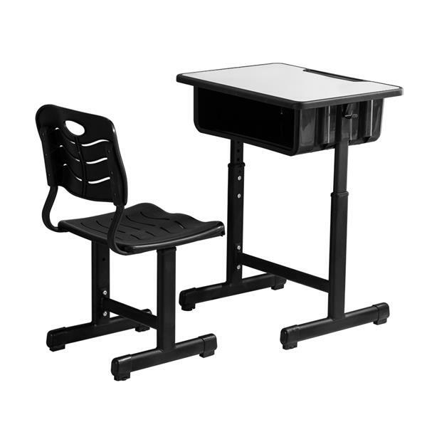 [USA towar z magazynu] ławka szkolna i zestaw krzeseł czarno-biały dla ucznia clasroom