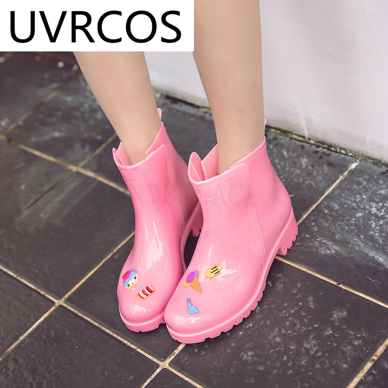 UVRCOS-Botas de lluvia para niña, zapatos resistentes al agua con cubierta gruesa, antideslizantes para jardín, trabajo de cocina, lavado de coches, nuevas