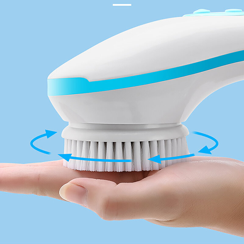 Spazzola da bagno per massaggio elettrico ricaricabile USB massaggio elettrico per uso domestico impermeabile massaggio alla schiena spazzola da bagno per capelli morbidi con manico lungo
