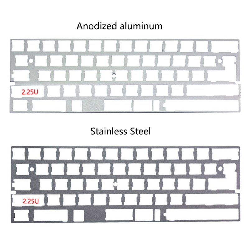 Placa de aluminio 60% DZ60 GH60 para teclado mecánico, placa de aluminio 2.25U, bricolaje, acero inoxidable, envío directo