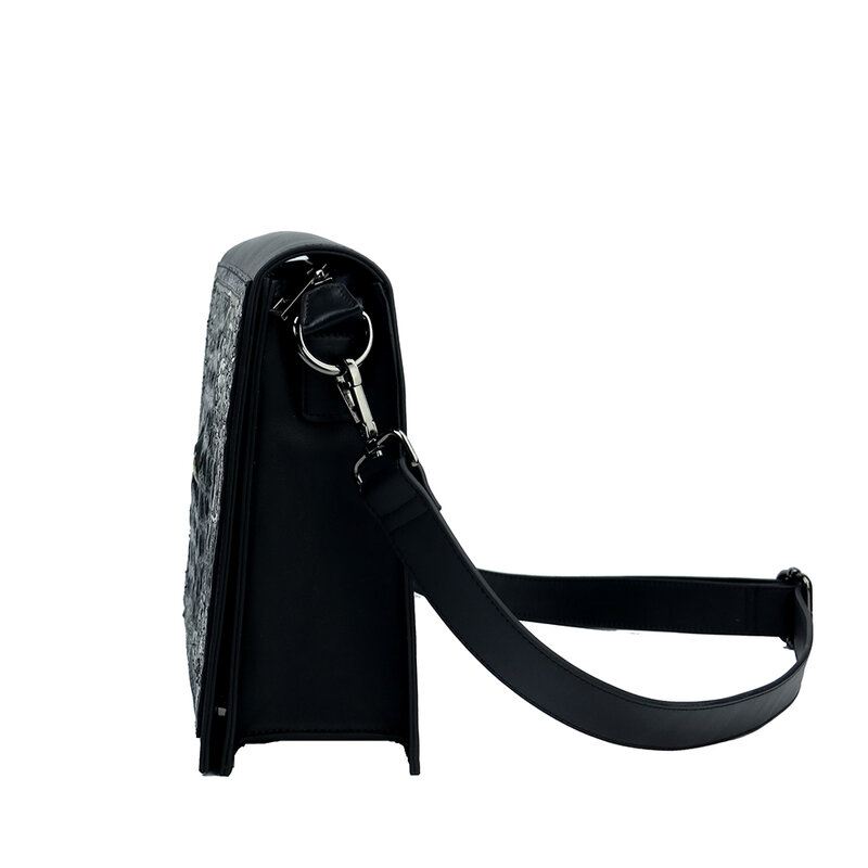 Lançamento bolsas para mulheres preto estampado bolsa de ombro de couro fashion bolsa atravessada bolsa de mão casual