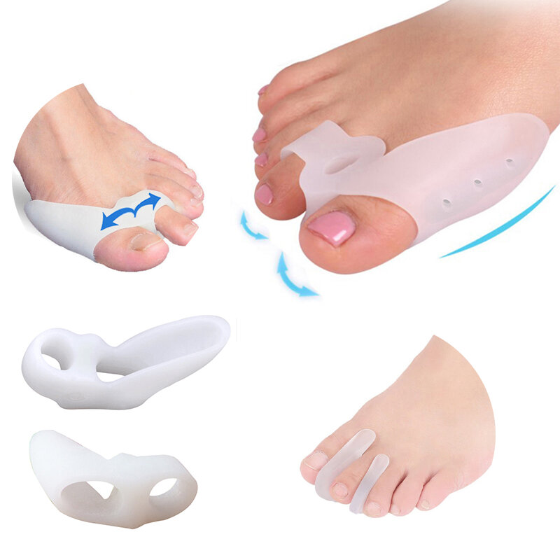 2 par grande dedo do pé separador hallux valgus corrector ortopédico ferramentas de cuidados com os pés correção bunion polegar dedo do pé alisador