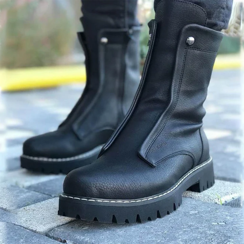 PU da uomo nero punta tonda tacco basso impermeabile antiscivolo comodo classico moda quotidiano Casual stivali da lavoro Zapatos ZQ0259