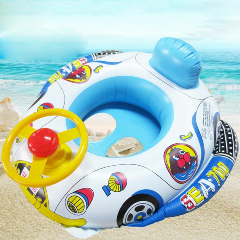Summer Baby Yacht Cartoon Swimming Ring Inflatable Seat Ring Steering Wheel With Horn Infant Seat Swimming Ring Seat Ring