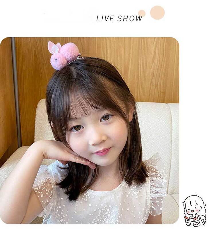 9 pçs/set crianças coelho hairpin de pelúcia meninas dos desenhos animados woolen flor conjunto lado franja clipes moda coreano acessórios para o cabelo presente