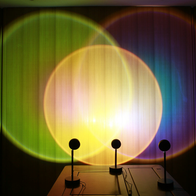 Luminária noturna de led com arco-íris e usb, projetor de luzes para galaxy, fotografia, selfie, quarto, parede, decoração para interiores