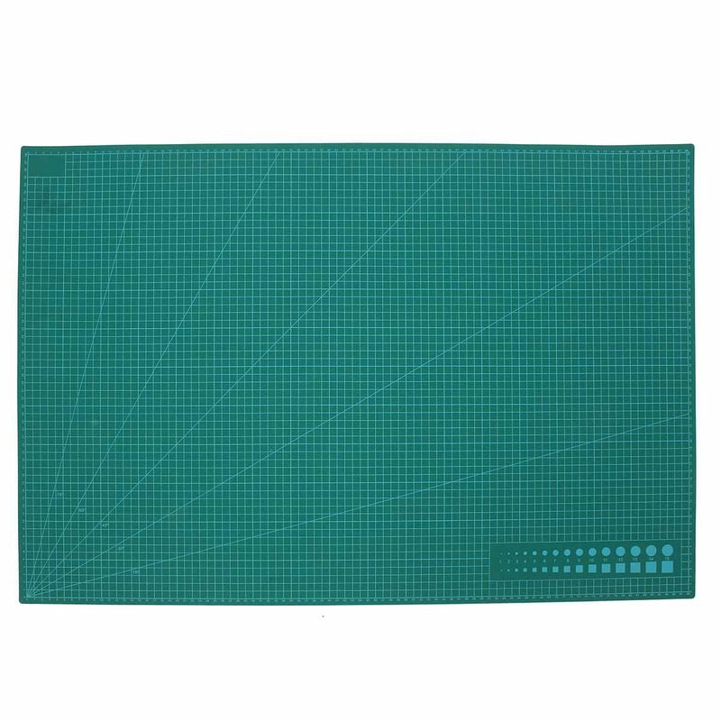 Tapete de corte rotativo autocurativo para manualidades, tablero impreso de PVC A1, con líneas de cuadrícula, herramientas de Patchwork verde