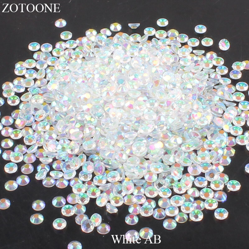 Zotoone 2-6mm 1000 pçs strass cristal claro ab não hotfix flatback prego strass para roupas unhas 3d decoração da arte do prego