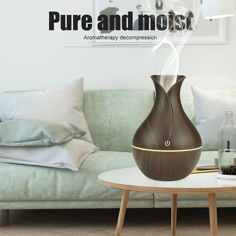 Air humidifier usb aroma diffuser mini wood grain ultrasonic atomizer aromatherapy essential oil diffuser for home office