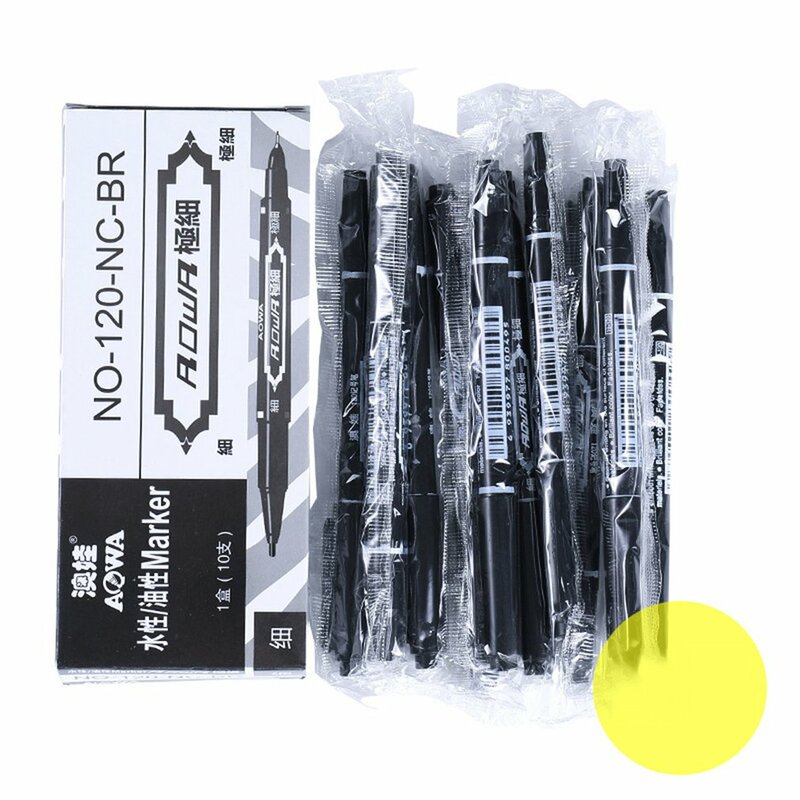สีดำ Ultra-Fine Double-End Marker ปากกาขนาดเล็ก-End ปากกาน้ำสำหรับ Hook Line ปากกาปฏิบัติเครื่องเขียน