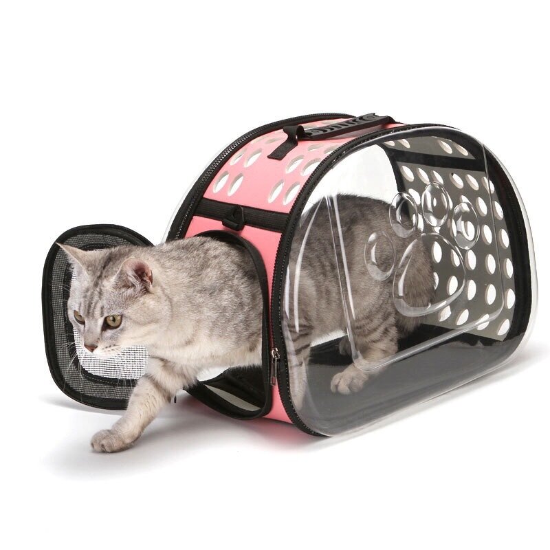 Jaula plegable para mascotas, bolsa de transporte de plástico, suministros para perros y gatos