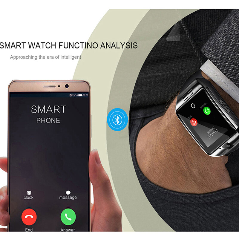 Montre connectée Q18 pour Xiaomi et Android, bracelet connecté avec Bluetooth, carte SIM, moniteur d'activité physique et de fréquence cardiaque, pour hommes et femmes