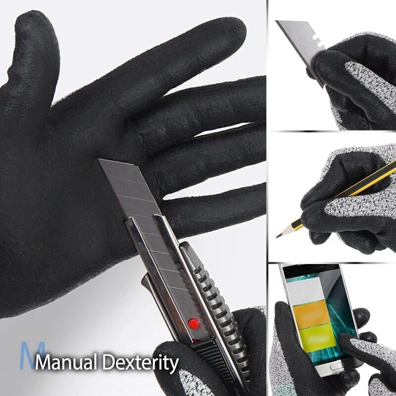 2ペアレベル5耐切断性手袋3D快適ストレッチフィット耐久性のあるパワーグリップ発泡ニトリル、合格fda食品接触-l & xl