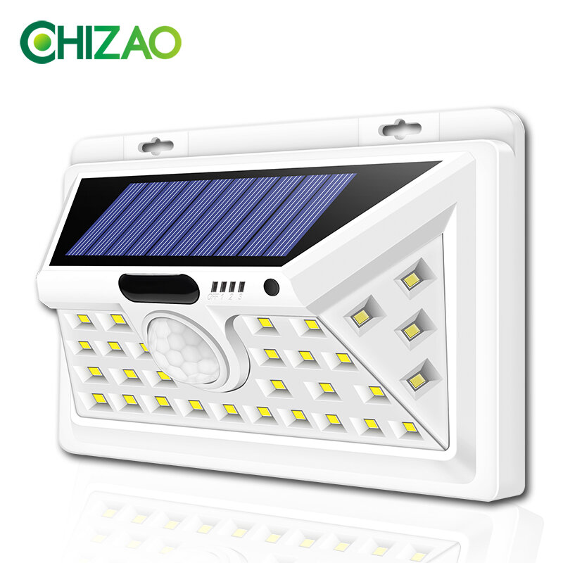 CHIZAO détecteur de mouvement solaire, éclairage solaire en plein air lampes murales lumière d'urgence étanche adaptée à la porte de Garage du jardin