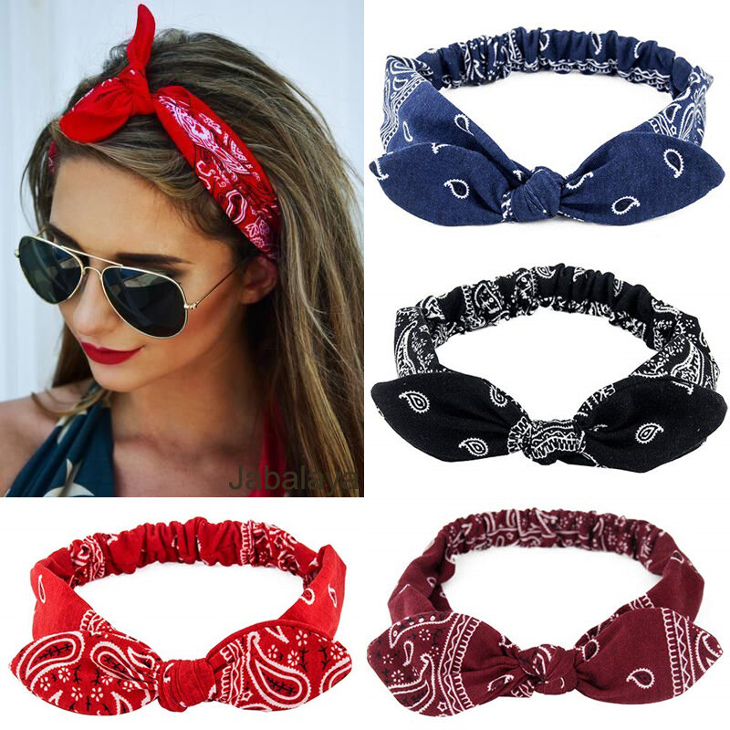 Bandeaux élastiques en daim pour femmes, imprimé doux et solide, Vintage, nœud croisé, Bandanas pour filles, accessoires de cheveux