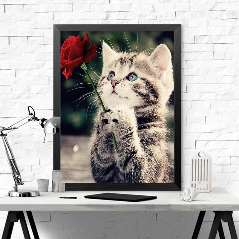 Evershine 5d bordado de diamante diy, venda gato ponto cruz pintura de animais imagens de strass artesanato presente