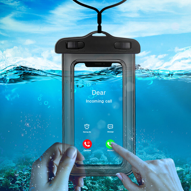 Luminous Universal Waterproof Case For iPhone X XS MAX 8 7 6 s 5 Plus Cover Pouch Bag Cases For Phone Coque Water proof Case