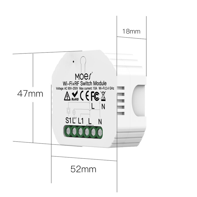 Mini DIY WiFi RF433 Smart Relais Schalter Modul Smart Leben/Tuya App Control, arbeit mit Alexa Google Home 1 Gang 1/2 Weg
