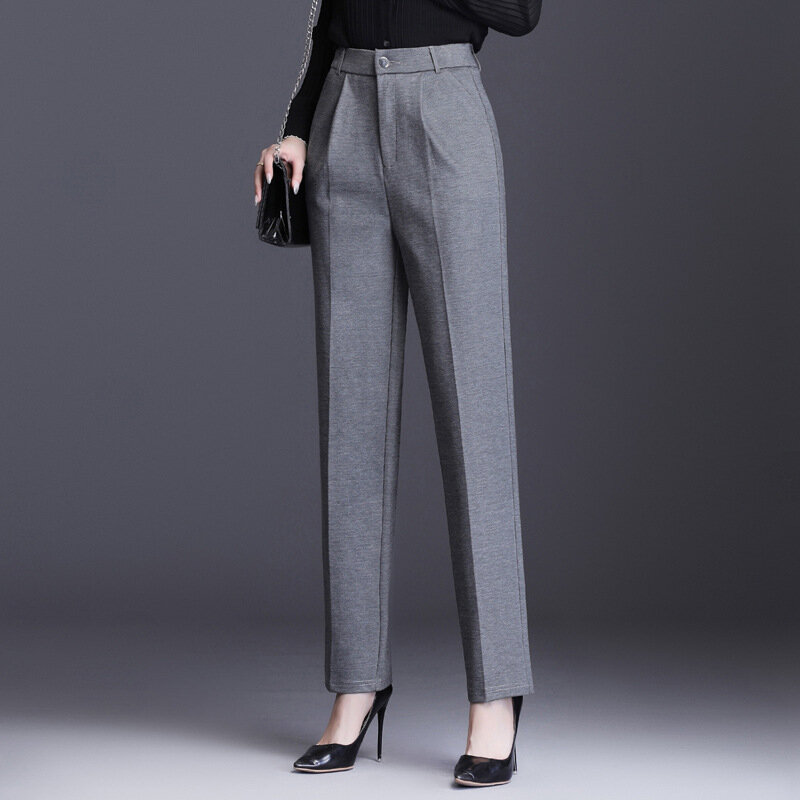 Kobiety Plus rozmiar 100Kg dorywczo proste spodnie czarne wysokiej talii modne spodnie Ol biurowe damskie spodnie Plus rozmiar M-9Xl DD2367