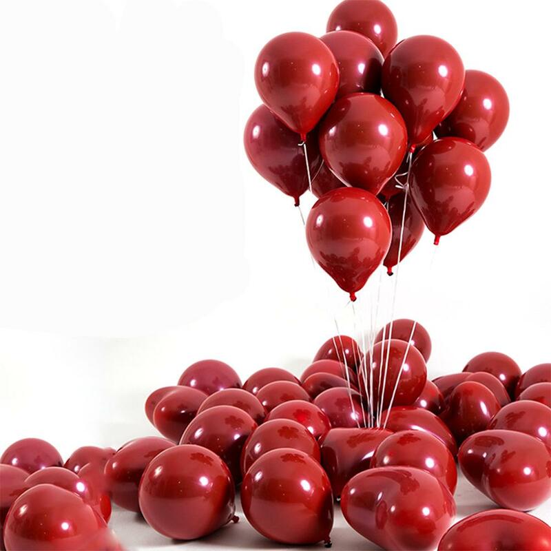 10 Inci Garnet Merah Lapisan Ganda Balon Lateks Berbentuk Hati Bulat Dekorasi Panggung Pesta Ruang Pernikahan